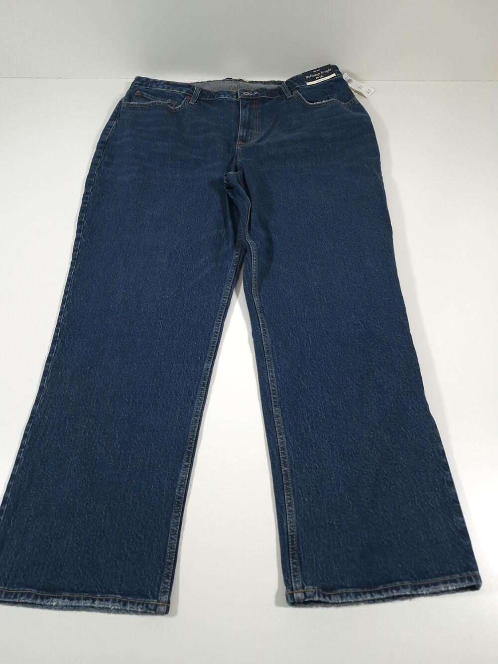Abercrombie & Fitch Vintage Straight Jeans Womens 18L 34 Long Blue High Rise NWT